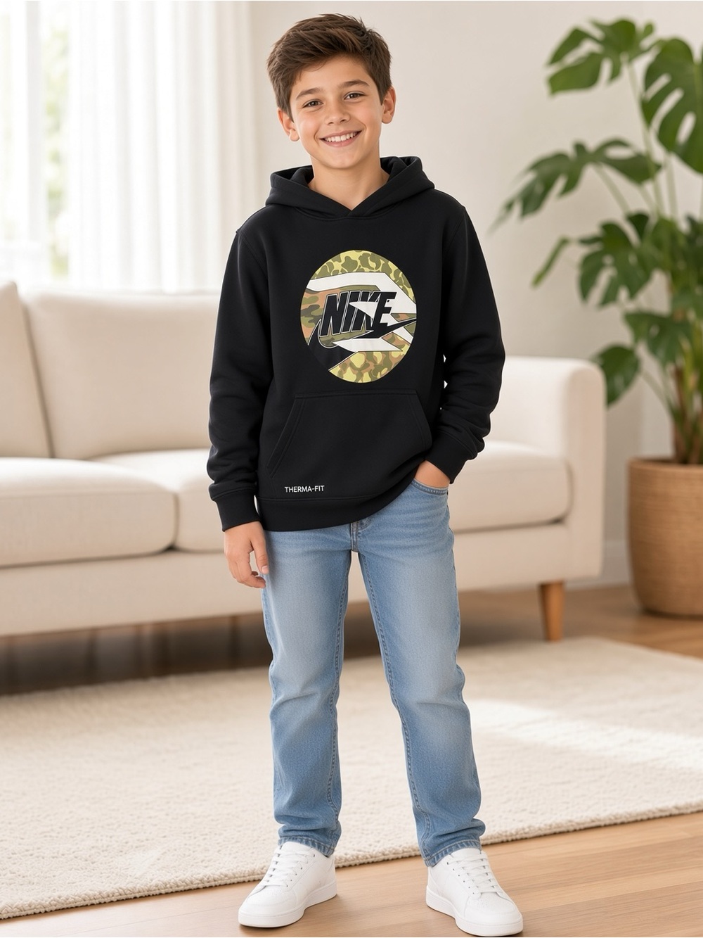 Nike 3Brand Boys/Kids Black Camo Graphic Hoodie LARGE🖤-NWT✨